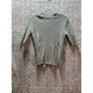 H&M‎ Ribbed Mock Neck 3/4 Sleeve Top Gray Women's Size L
